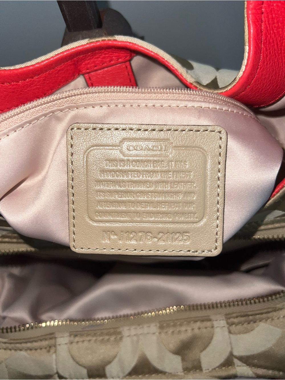 Coach Madison Op Art Maggie Hobo Bag – Khaki/Coral - Picture 10 of 14